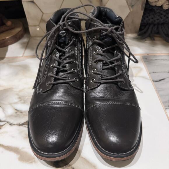 IZOD Men\'s‎ Kirk Chukka Dark Gray Faux Leather Lace Up Boots Size 8.5 Vegan main image 10